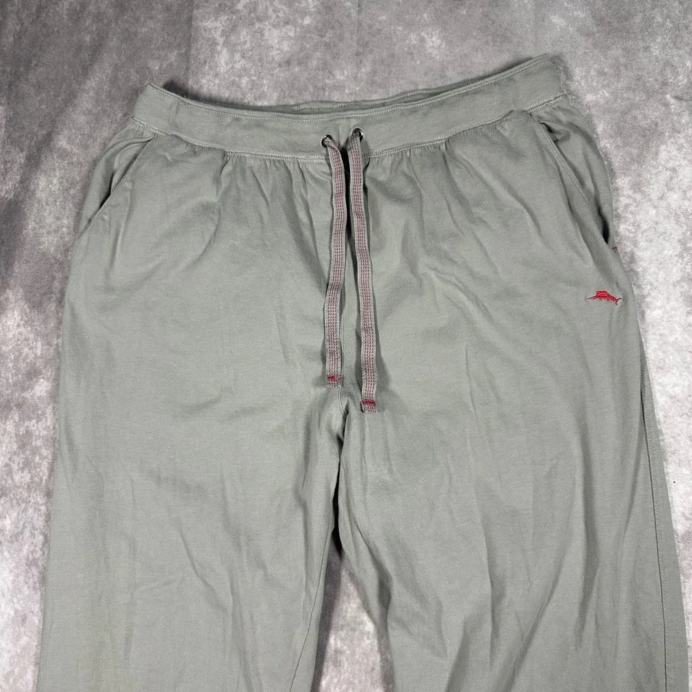 Tommy Bahama Mens Gray Cotton Lounge Pants Large Drawstring Marl Logo Athleisure